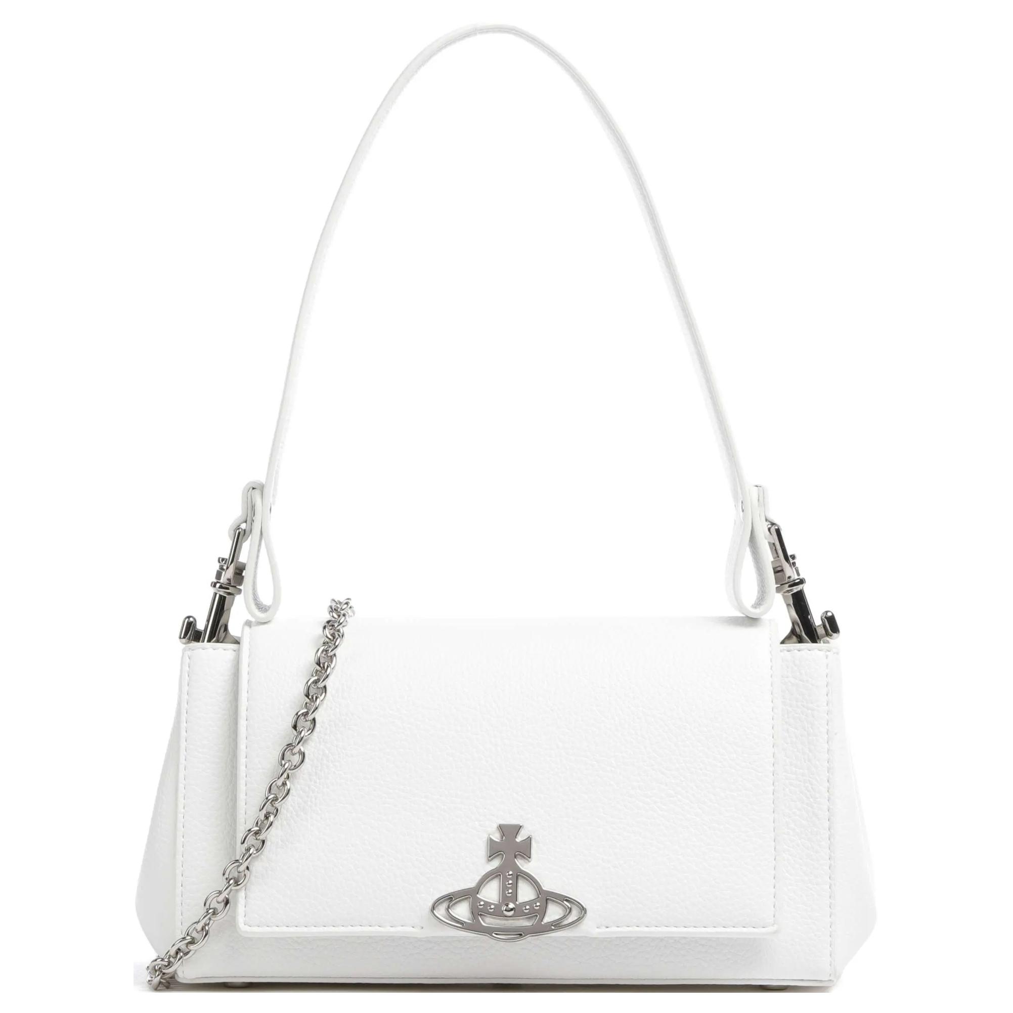 

VIVIENNE WESTWOOD Hazel Logo Magnetic Closure Synthetic Leather Shoulder Tote Crossbody Bag Medium Women Bags White 4304006QS000DA402 Basic Set (Bag+Dust Bag)