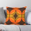 Funda de cojín cuadrada con estampado de hojas naranjas retro de los años 70 Poliéster Lino Terciopelo Cremallera Creativa Decorativa Funda de Cojín para el Hogar