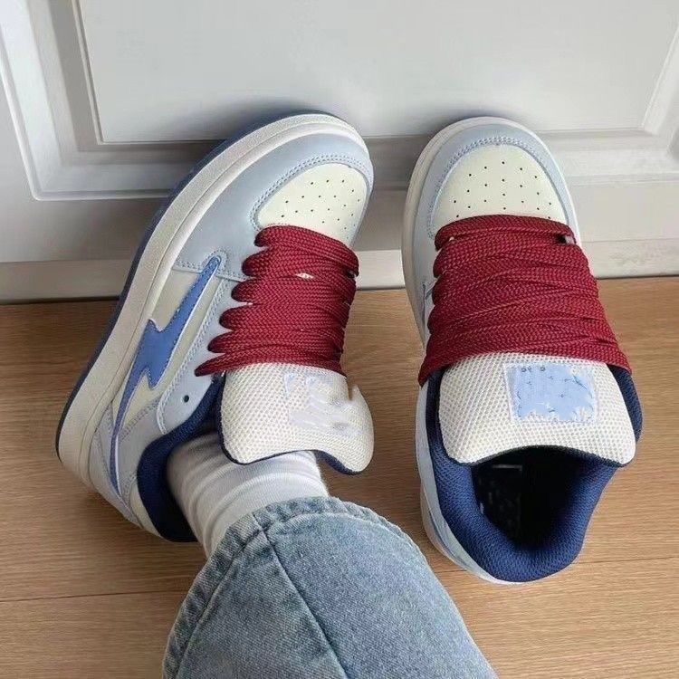 

Высококачественные кроссовки молния , оригинальные красно-синие, смешанные и сочетающиеся кеды, женские, парные, нишевые, ретро, повседневные, трендовые 40