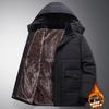 Elder Men's Winter Cotton-Padded Jacket with Fleece Lining - Grandpa's Warm Outerwear