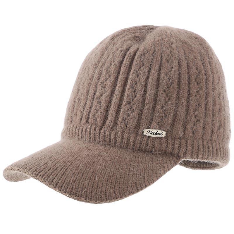 Herbst- und Winterwarme Mütze Damen Strickwolle Mode Baseballkappe Verdickte Freizeitmütze