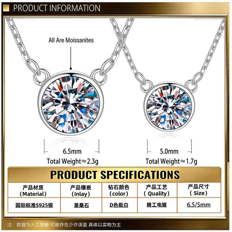 Minimalist Bubble Pendant Necklace Women 1ct Moissanite On Sterling Chain Delicate Clavicle Jewelry Pendant Necklace