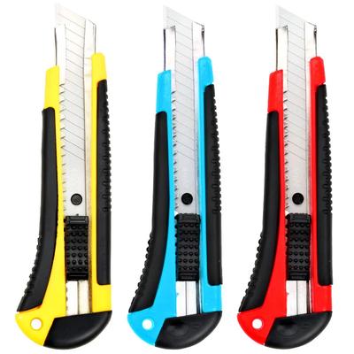 1Pc Utility Knife Rubber Handle Heavy Duty Retractable Cutter Knife Snapoff Blade Box Cutter for Cutting Carpet Plastic Unboxing