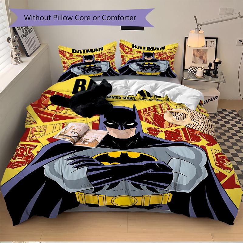 3pcs Batman Animated Series Bedding Set, Soft Polyester Duvet Cover and Pillowcases Machine Washable Seasons all suitable & Guest Room Decor259