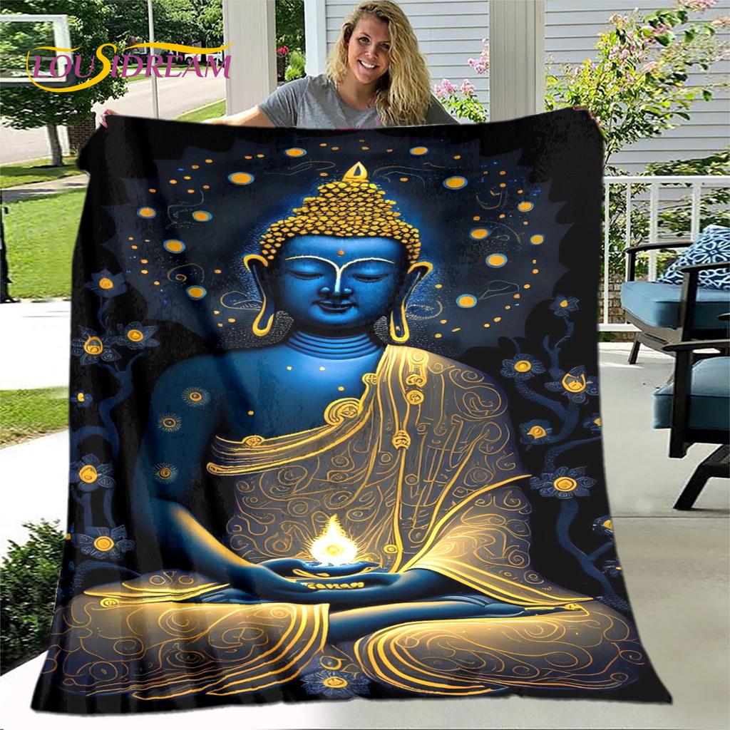 3D Šákjamuni Buddha Guanyin Bódhisattva Buddhismus Víra Náboženství Deka Měkká deka pro domácnost Modlete se Ložnice Postele na pohovku