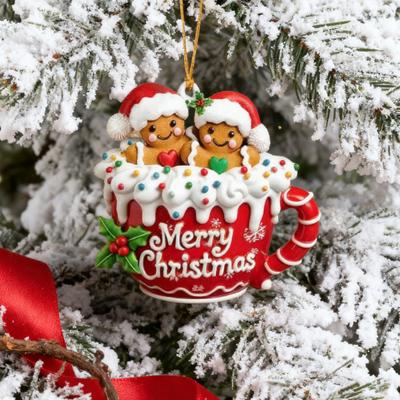 Lebkuchenmann Weihnachtsanhänger Harz Hängedekor für Baum & Zuhause Festliche Keksfigur für Weihnachtsdekorationen