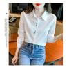 Women Casual Long Sleeve Polyester Shirt With Embroidery
