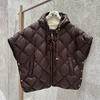Autumn and Winter New Down Jacket Vest European Version Large Size Loose Side Buckle Hooded Vest Rhombus Thermal Vest