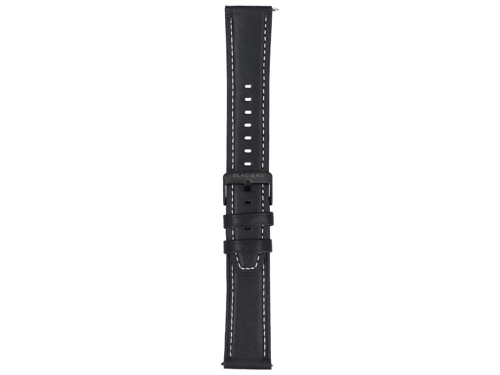 New GlacierX Classic Leather Black 22mm Smartwatch Strap