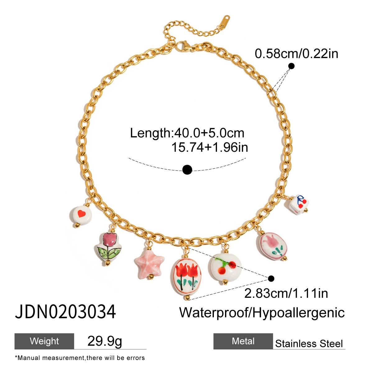 

Youthway Новое поступление Минималистичные ожерелья с подвесками Нержавеющая сталь Разноцветный цветок Сердце Керамическая подвеска Ожерелье для женщин Подарок