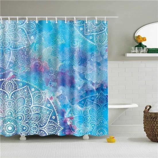 Decorative Geometric Geometry Merry Christmas Bohemian Shower Curtains Bathroom Curtain Fabric Waterproof Polyester With Hooks