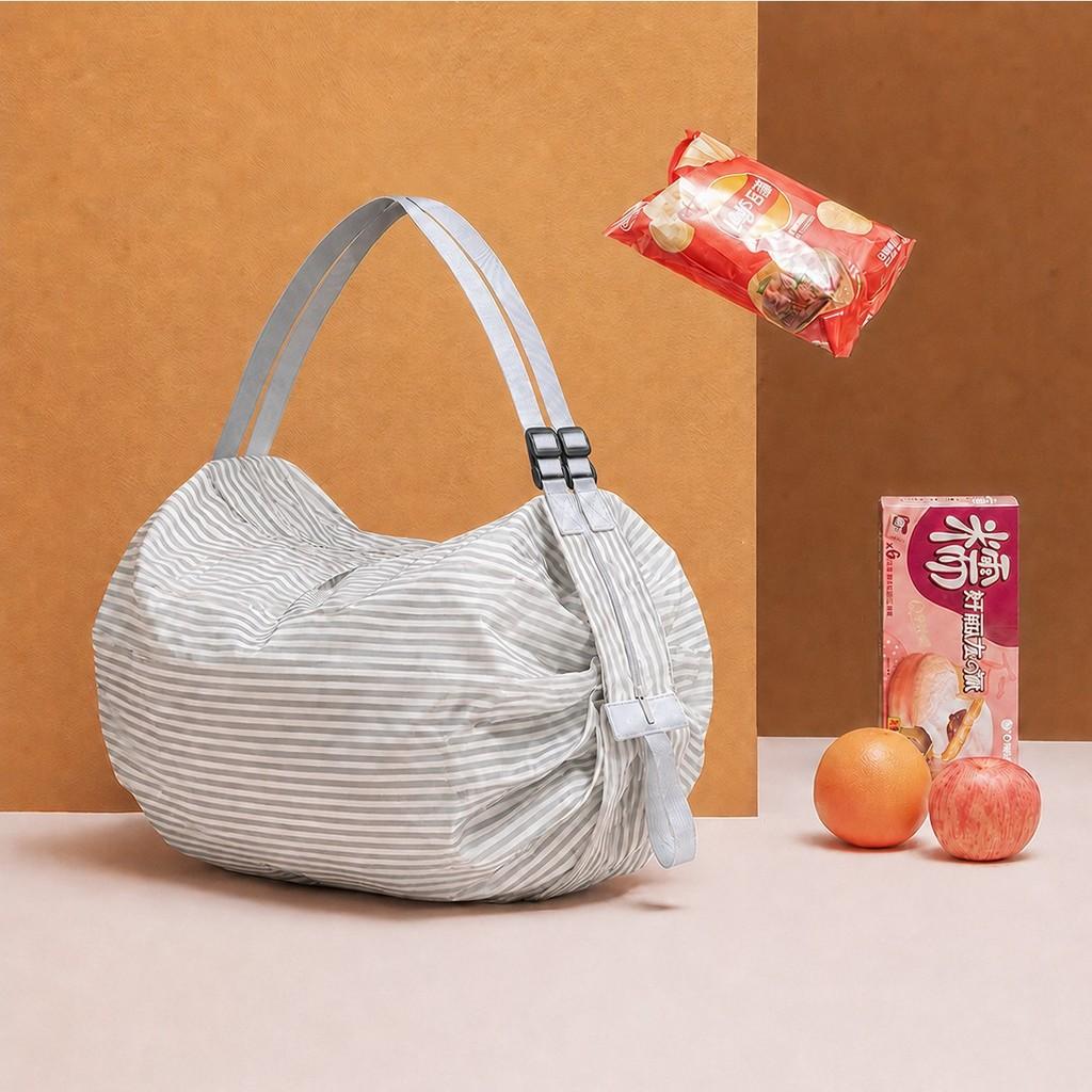 Nylon Foldable Shopping Bag With Large Capacity Waterproof Tote For Grocery Use