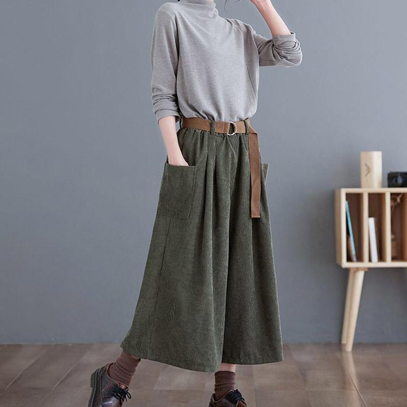 

Брюки для женщин Эластичные с высокой талией Длинные брюки Большого размера Утепленные Эластичные Универсальные Повседневные Брюки с широкими штанинами XXL зелёный