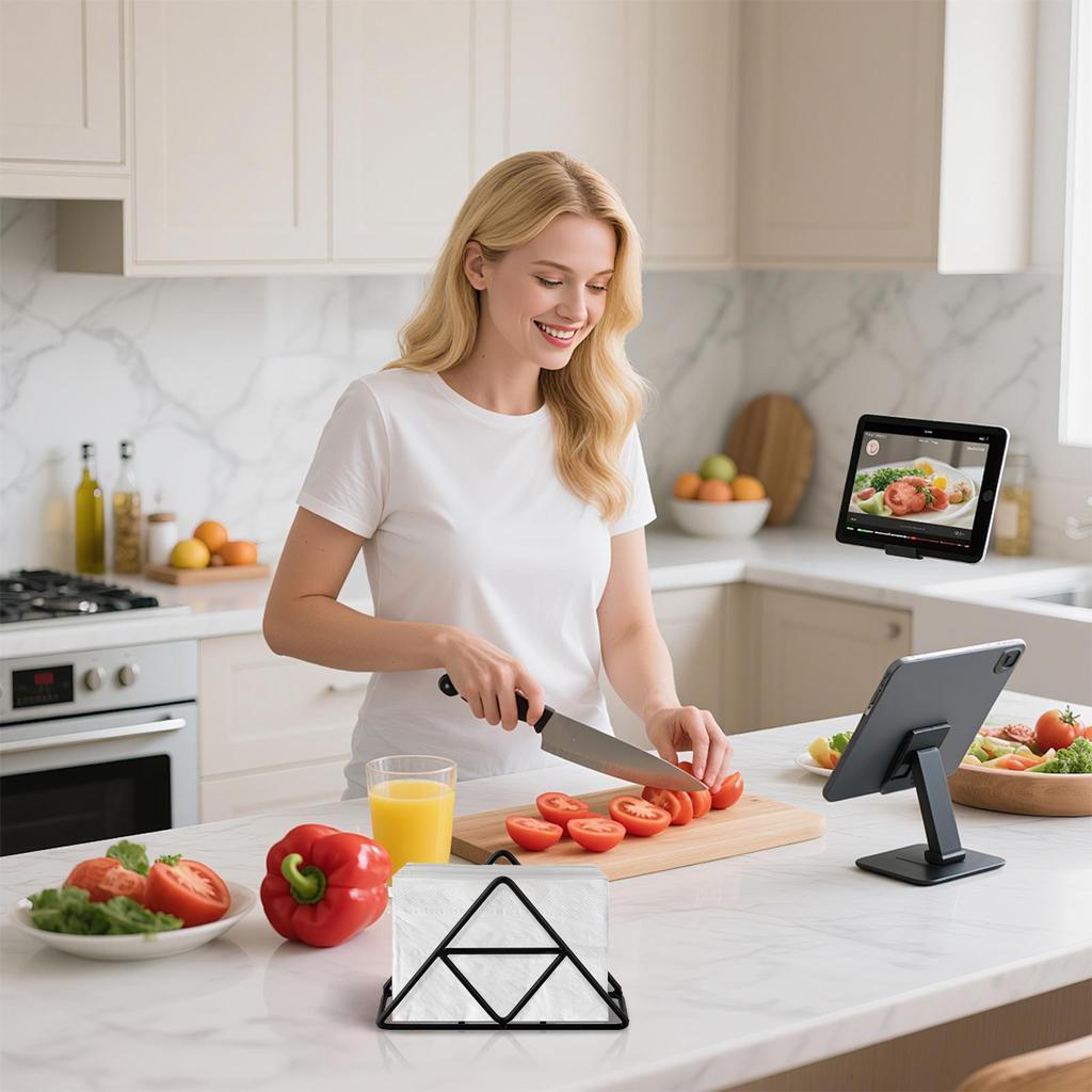 Napkin Holder Triangle Paper Towel Holder Black Metal Tissue Dispenser For Kitchen Camping Outdoor Bar Restaurant Cabinet