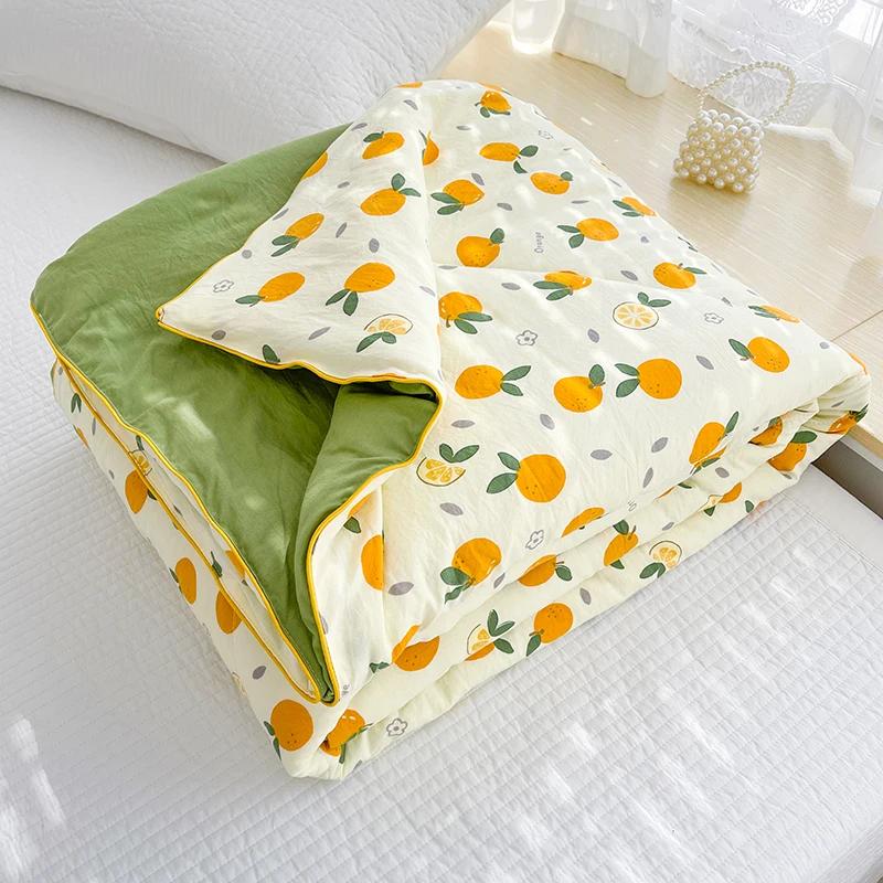 Washed Double Gauze Super Soft Summer Blanket Grade A Lightweight Breathable Thin Quilt Queen Soya Fibre Fill Summer Comforter