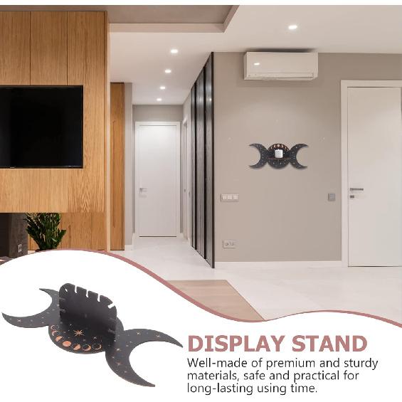 Mondphasen Kristall-Displayregal Wandmontiertes Regal für Heimdekoration Zarter Holzständer für Kristalle Schmuck und Partyzubehör Mysteriös