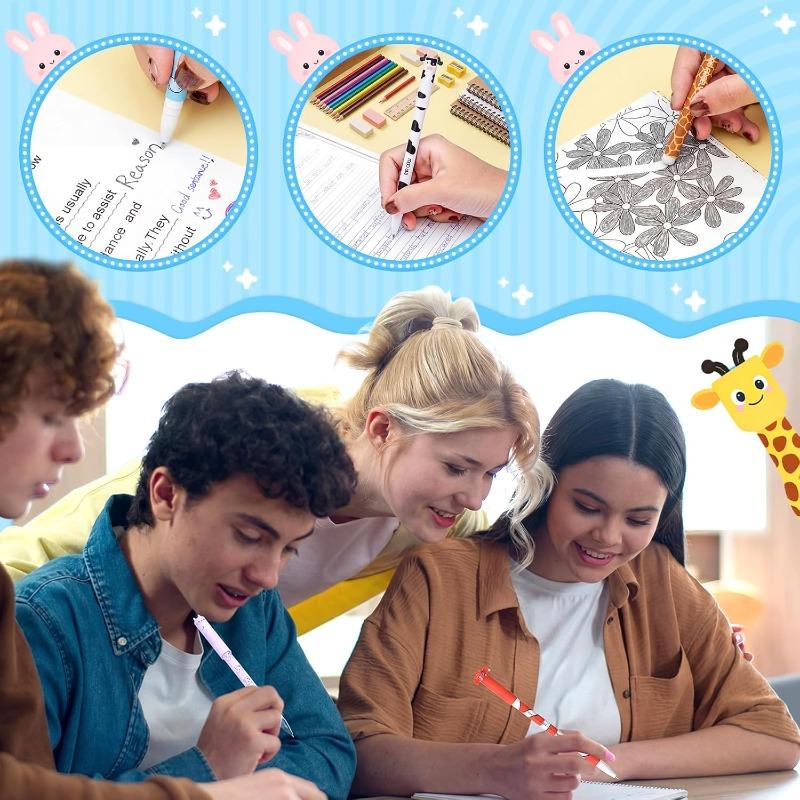 16 Styles Lovely Erasable Gel Pens with Animal Designs 8 colors Erase Ink Cute Refillable Pens for School Class Party Gift