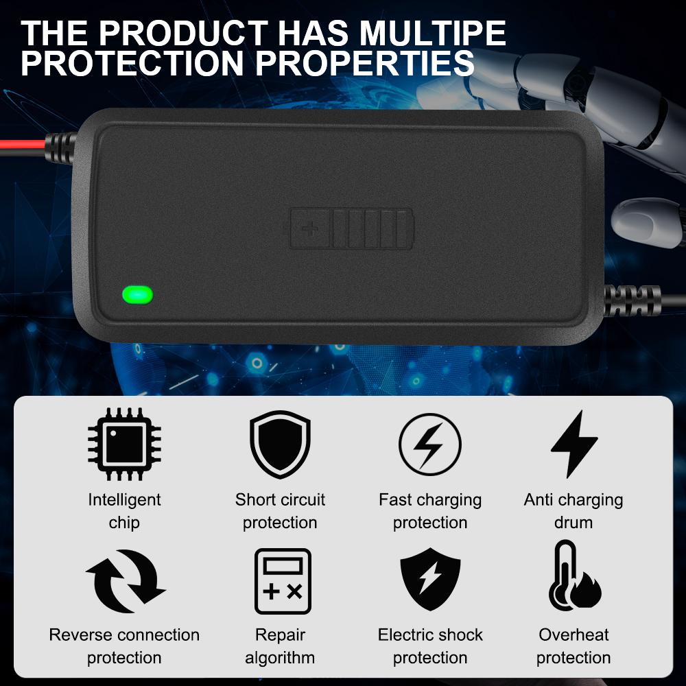 3 Stages Lead Acid AGM GEL Battery-chargers Full Automatic Car Battery Charger Smart Charger 12V 5A Intelligent Fast Power Charging