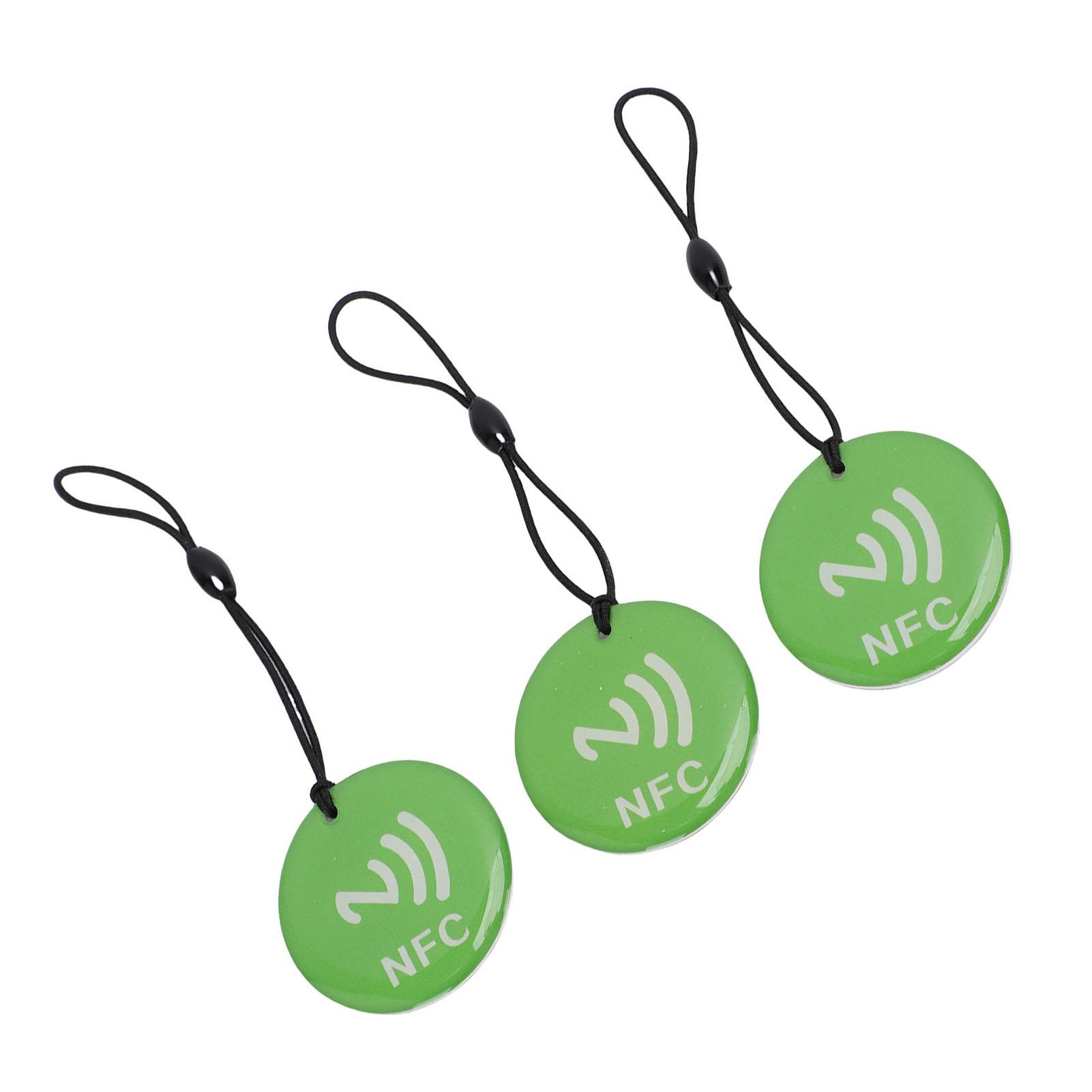 

10PCS NFC Key Fobs Green Color N 213 Chip 35CM Portable Programmable NFC Keychain
