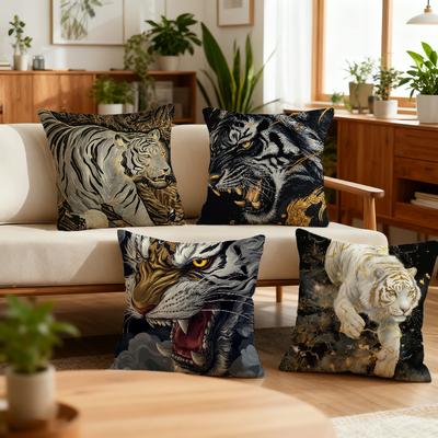 Fashion Golden White Tiger Cushion Cover Decoration Room Shop Car Best Home Office Coffee Pillow Sofa Printing Nordic Simplicity