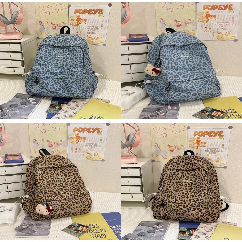 Style Leopard Print Backpack For School Girls With Canvas And Laptop Pocket