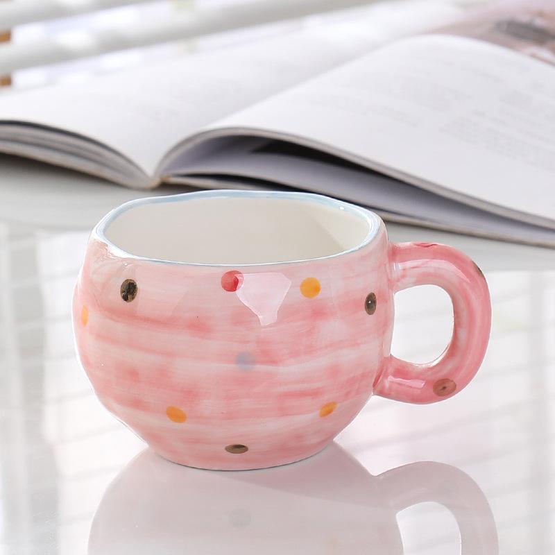 High Value Relief Flower Coffee Cup Saucer Afternoon Tea Floral Striped Mug Latte Cup Hand Painted Water Cup