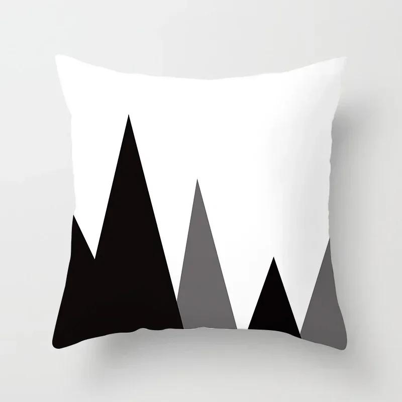 45*45cm Black and White Cushion Cover Waist Pillowcase Nordic Geometric Throw Pillow Sofa Bedroom Pillowslip Car Home Decor