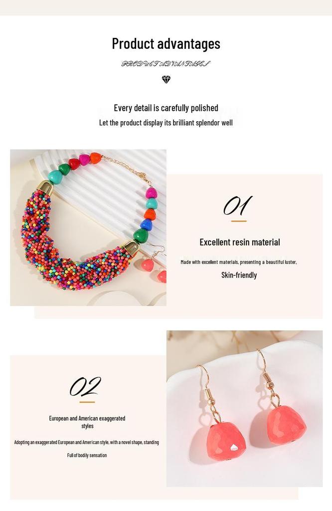 Bohemian Multi-Layer Beaded Necklace Set: Cross Weave & Retro Ethnic Style for Women