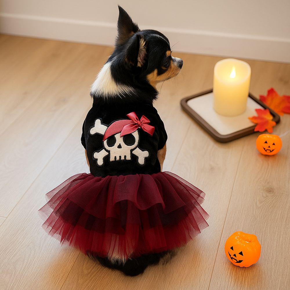Two Legged Dog Cosplay Dress Breathable Dog Lace Skirt Pet Pirate Skirt  Cosplay Party