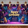 Rock Music Themed Birthday Party Decoration Shooting Background, Music Guitar Dance Notes Band Stage Banner Photography Backdrop