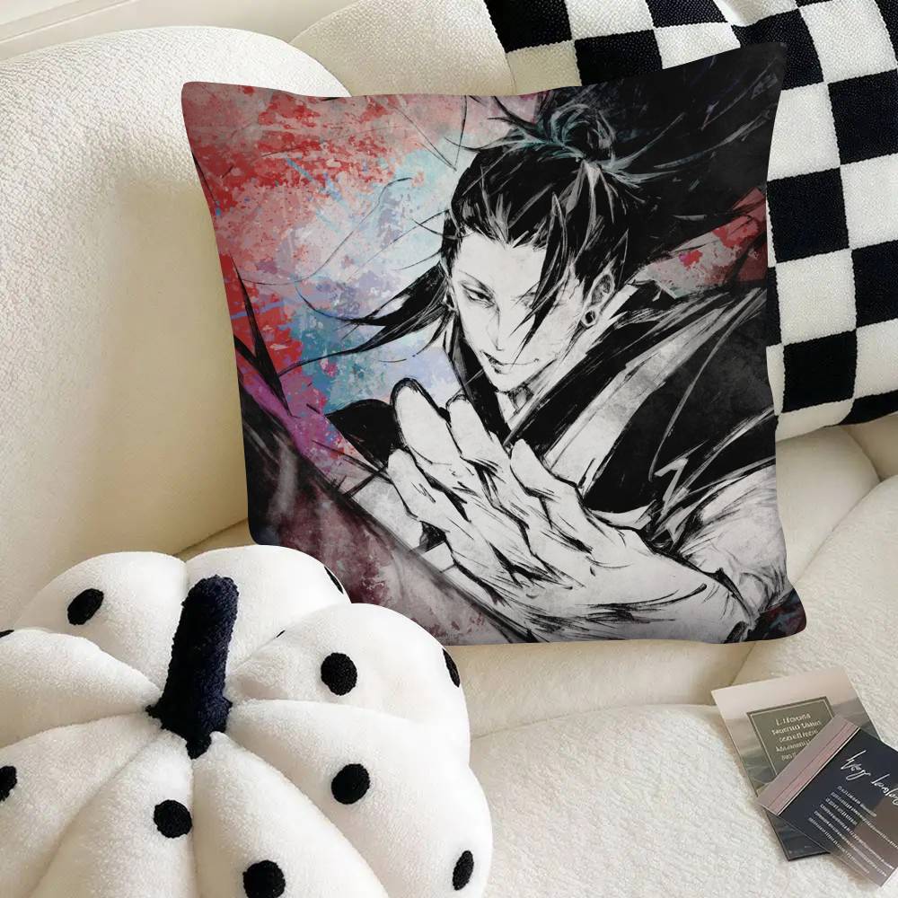 Ink Wash Hot Anime Jujutsu Kaisen Pillow Case Square Pillow Bedroom Sofa Leisure Comfort Cushion Car Home Decoration