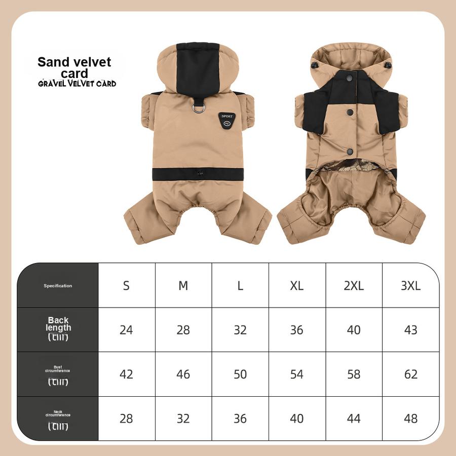 New Dog Warm Fleece Coat with Hood, Graphite Carbon Fiber Cotton Waterproof Down Jacket Colorful Dog Clothes