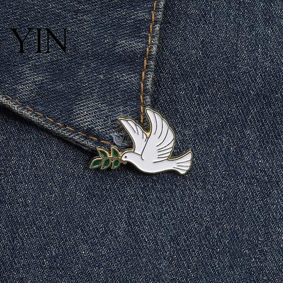 Olive Branch Pin Brooch Pin, Pigeon Design Lapel Metal Bird Backpack Decorative Badge for School Bag Clothes Accessories Accessory