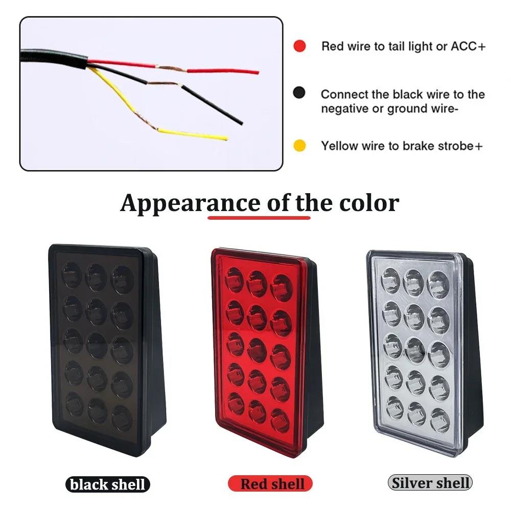 F1 Style Led Brake Pilot Lights 12V 15led Rear Tail Lights Auto Flash Warning Reverse Stop Safety Signal Lamps for Car SUV MotoTurn Signal 2