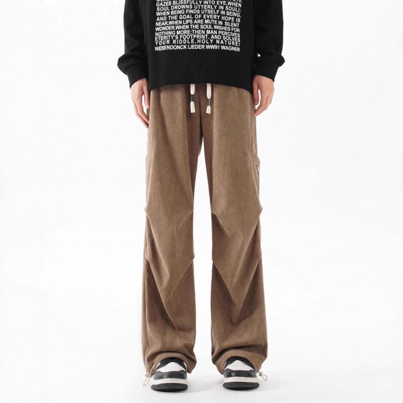 Men's Retro Wide-Leg Cargo Pants - Trendy, Loose, Straight-Leg Design for Spring/Autumn 2025