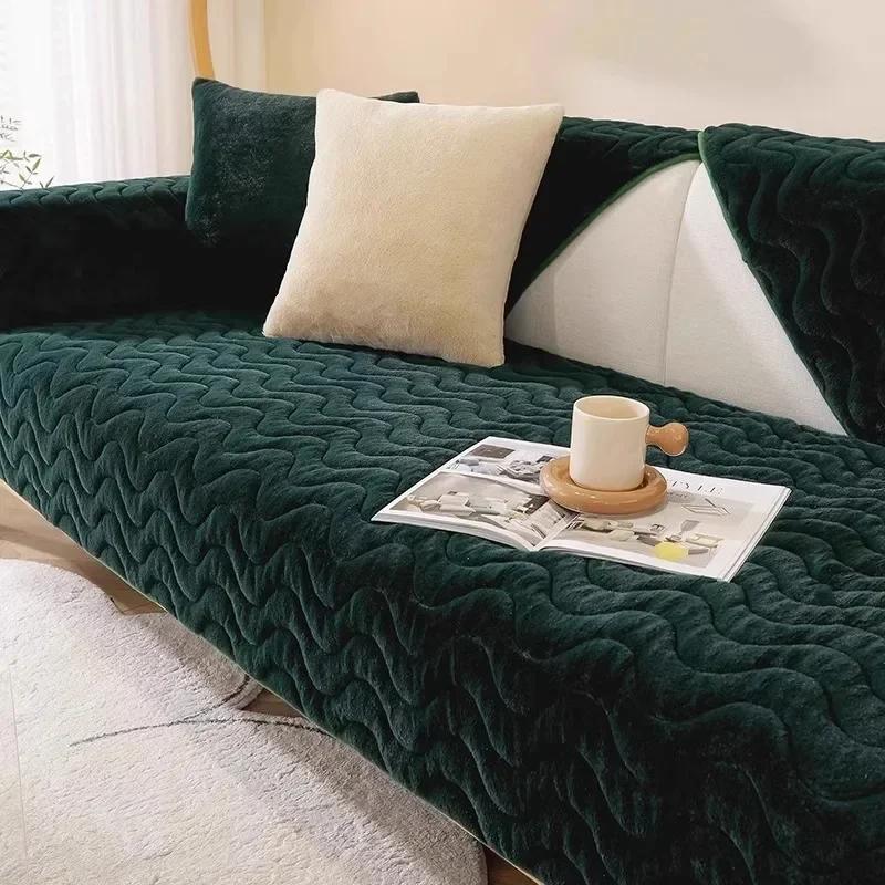 Rabbit Plush Sofa Cushion, Winter Thickened Sofa Cover, New Universal Cushion, Sofa Cover, Cloth Towel, Anti Cat Scratch