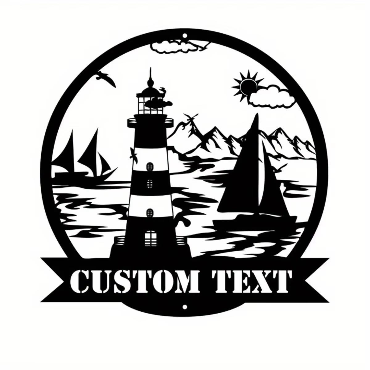 Custom Personalized Lighthouse Metal Sign Nautical Wall Art Indoor Monogram Decor M
