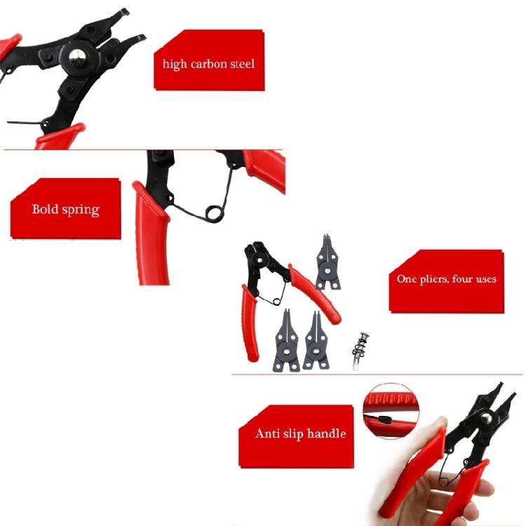 4 In 1 Snap Rings Pliers Internal External Circlip Pliers Straight Lock Rings Pliers for Rings Removers Retaining