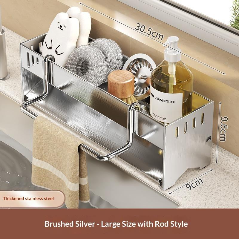 Kitchen Countertop Storage Rack Multi-Purpose Rag Drain Holder Stable Non-Slip Organizer for Dishcloth Sponge Storage
