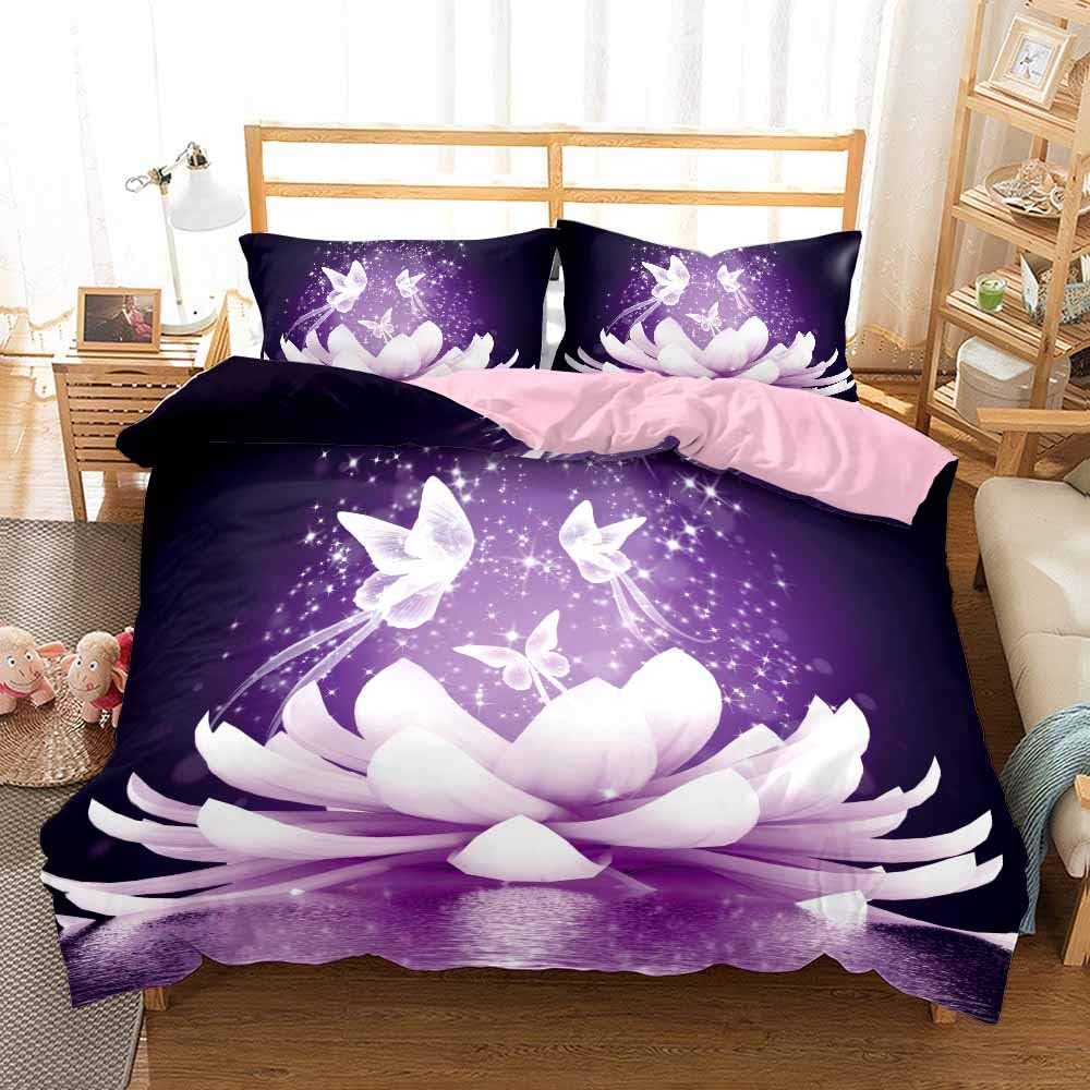 Beautiful Butterfly Duvet Cover Set Twin King SizeButterfly Floral Print Bedding Set for Girls WomenBoho Style Comforter Cover