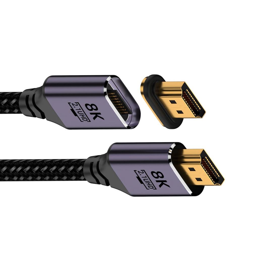 xiwai Magnetic 8K HDMI Male to Male Video Aluminum Shell for Laptops and HDTVs 2.1 Type-A Cable, 6.6ft, Braided,