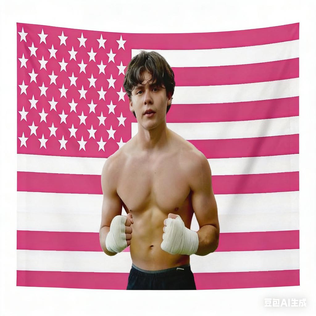 JJacob EElordi Fan Art Pink USA Flag Tapestry Multiple Character Portrait Print Perfect Gift For Fans Ideal For Dorm Bedroom