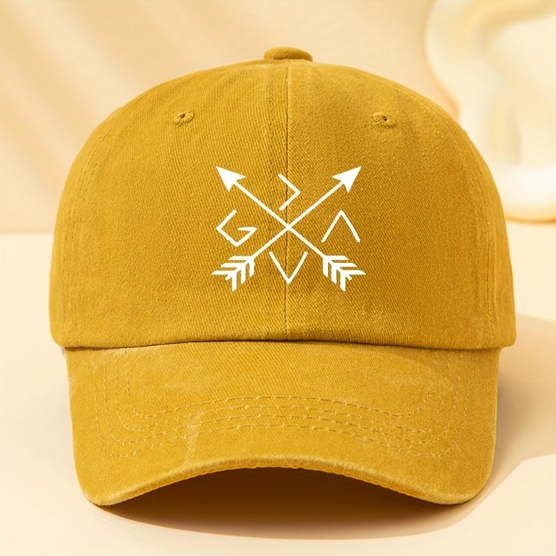 

Printed Unisex Washed Baseball Cap Outdoor Vacation Camping Casual Hip-hop Peaked Cap жовтий