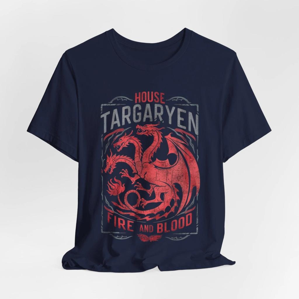 House of The Dragon Shirt Fire and Blood House Targaryen Team Unisexs Clothing Printed Cotton Tshirt for Fans Related Merchandise