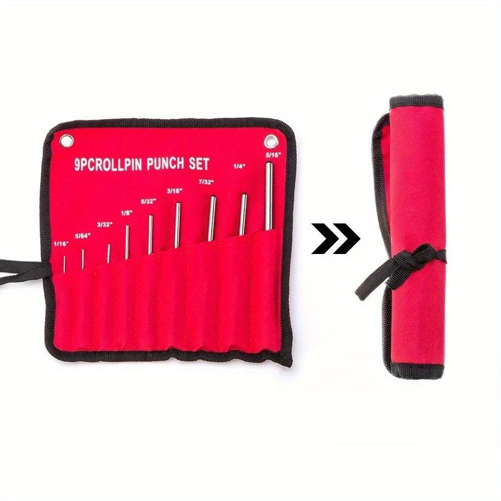 9pcs/set Paring Chisel Roll Pin Pack Round Head Pins Punch Professional Hollow End Starter Punching Hand Tools 1/16-5/16