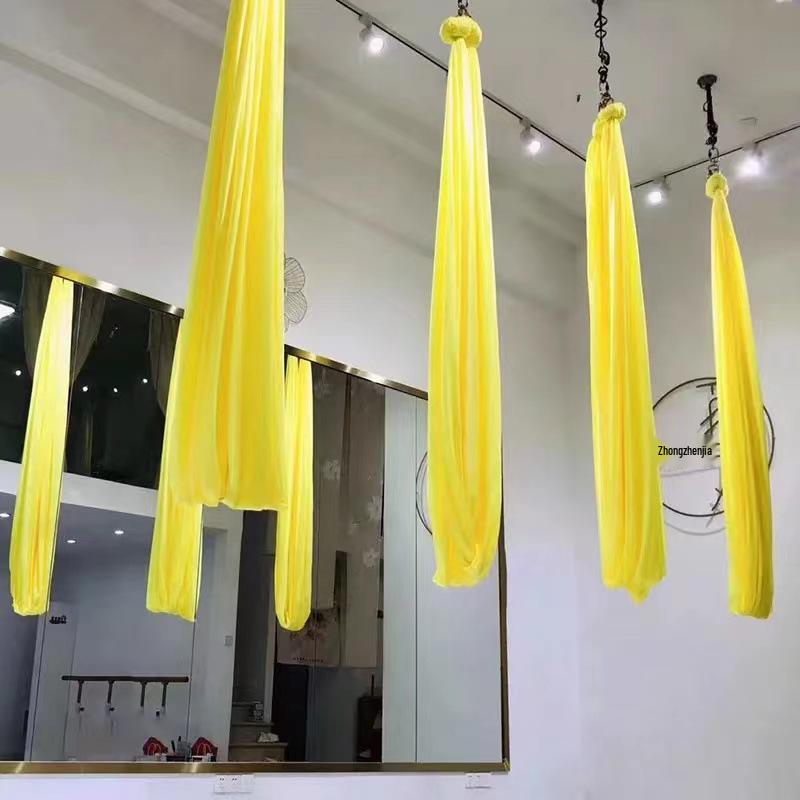 Solid Color Micro-Elastic Aerial Yoga Hammock – Anti-Gravity Seamless One-Piece Fabric Set for Yoga Studios.