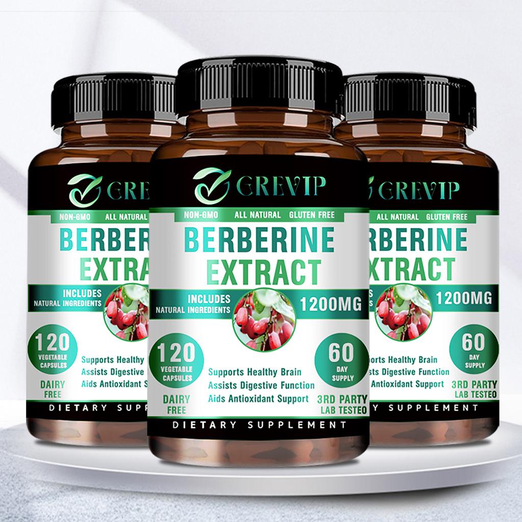 GREVIP Berberin HCl 1200mg Kapseln 120 Stück — Antioxidative Ernährung, Verdauungswohlbefinden, Tägliche Unterstützung