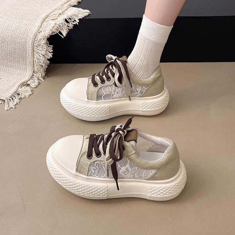 2025 New Women Chunky Canvas Shoes Summer Versatile Girl Wedge Espadrille Shoes Female Casual Sneaker Flat Shoe Zapatos De Mujer