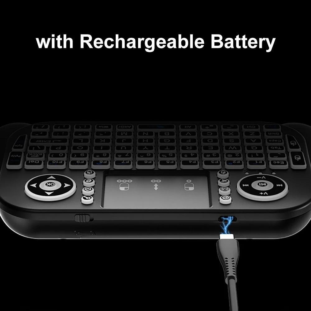 2,4G Mini Drahtlose Tastatur 7 Farben Hintergrundbeleuchtung Englisch Bluetooth Luftmaus Fernbedienung mit Touchpad für PC Android TV Box