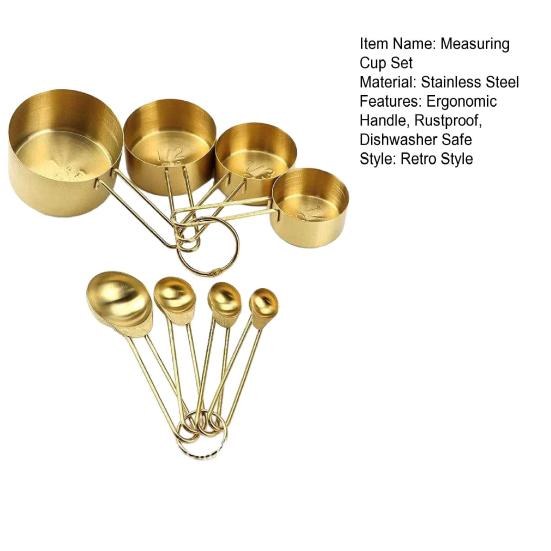 Stainless Steel Measuring Cup Measuring Spoon Set Ergonomic Handles Measuring Cups & Spoons Set Dishwasher Safe Kitchen Tools for Cooking &